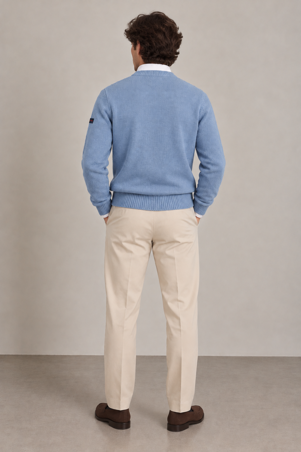 Camisola de Homem em Lã com Malha Trabalhada