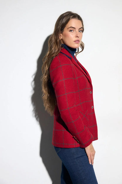 Blazer de Senhora em Lã Xadrez Vermelho