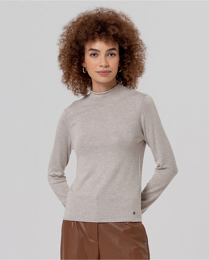 Camisola de Malha Fina com Meia Gola