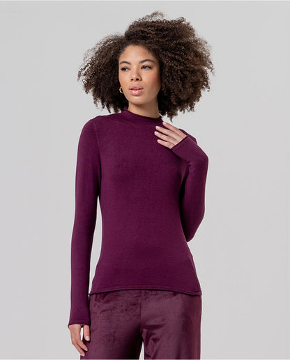 Camisola de Malha Fina com Meia Gola