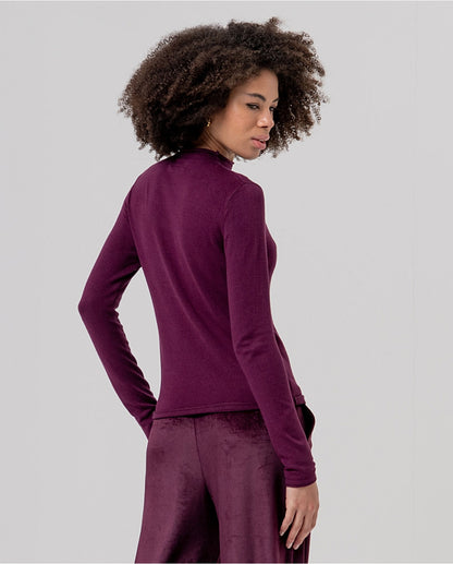 Camisola de Malha Fina com Meia Gola