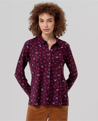 Camisa de Senhora Estampada em Tons de Roxo