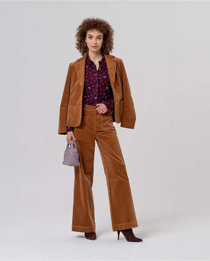 Camisa de Senhora Estampada em Tons de Roxo