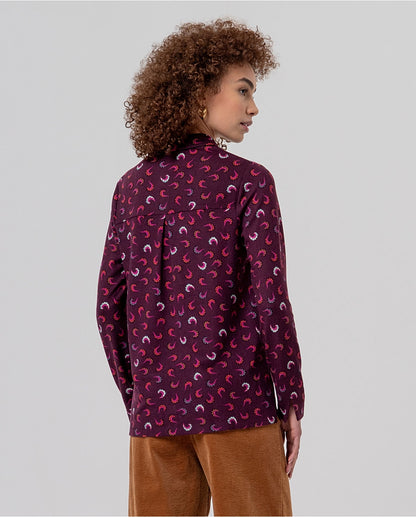 Camisa de Senhora Estampada em Tons de Roxo