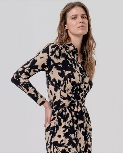 Vestido Camiseiro Estampado com Cinto