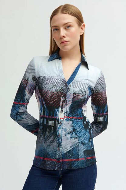 Camisa Azul Senhora BARILOCHE