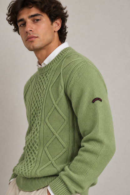Camisola de Homem em Lã com Malha Trabalhada
