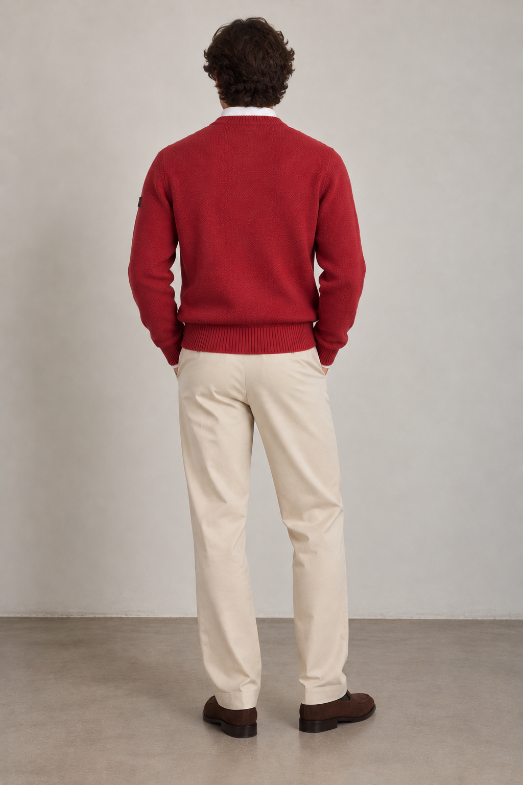 Camisola de Homem em Lã com Malha Trabalhada
