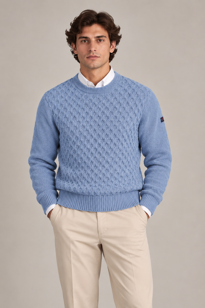 Camisola de Homem em Lã com Malha em Relevo